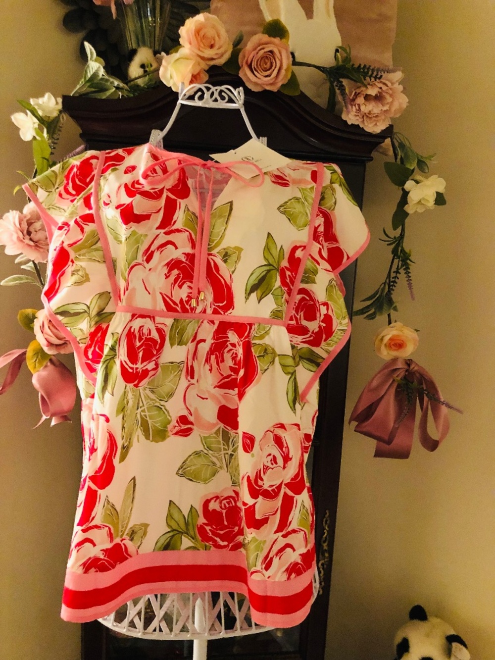 NWT Cicy Bell Women’s Floral Peplum Blouse in Roses 🌹 In Bloom SZ LG
